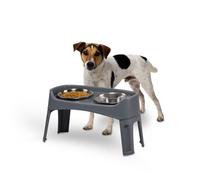 Iris Ohyama, Gamelles avec 2 Bols Amovibles d'alimentation Lente surélevées pour Chien, L29 x P57 x H31 cm, Anti-Dérapant, Pliable et Favorise la Digestion, PEF-L, Gris Antracite