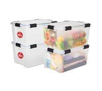 IRIS OHYAMA IRIS OHYAMA Ohyama, Lot de 4 Boîtes Rangement, Hermétiques, 50 L, avec Clips, Empilable, Garage, Cave, Grenier - Air Tight AT-L Transparent
