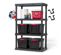 Iris Ohyama, Large Etagere de Rangement Plastique Résistante, Capacité de 320 kg, Noir, Facile à Assembler, 4 étages,...