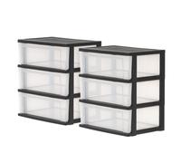 Iris Ohyama, Large Tour de Rangement en Plastique, 2 Tours, 34L par Tiroir, Noir, pour Bureau, Garage, Chambre à coucher