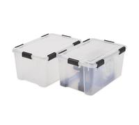 Iris Ohyama, Lot de 2 boîtes de rangement hermétique plastique 50L, Transparent, WB-50
