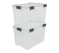 Iris Ohyama, Lot de 2 boîtes de rangement hermétique plastique 70L, Transparent, WB-70