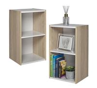 Iris Ohyama, Lot de 2 Étagères de Rangement Étroite en Bois à 2 Niveaux, L34.7xP29xH59.4 cm - Meuble Colonne Gain de Place pour Cuisine, Salon - Petite Bibliothèque Ouverte, Marron Clair, UB-6035
