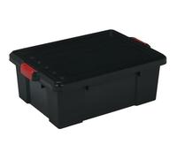 Iris Ohyama, Lot de 3 boîtes de rangement, 25 L - Clips de fermeture - L59 x l38.5 x H18 cm - Noir