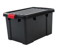 Iris Ohyama, Lot de 3 boîtes de rangement, 50 L - Clips de fermeture - L59 x l38.5 x H32 cm - Noir