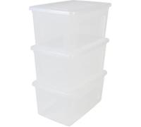 IRIS OHYAMA Lot de 3 boîtes de rangement avec couvercle - Transparent - 50L - 59,5 x 39,5 x 20 cm
