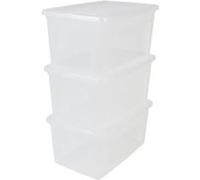 iris ohyama lot de 3 boîtes de rangement avec couvercle - transparent - 50l - 59,5 x 39,5 x 20 cm Transparent G
