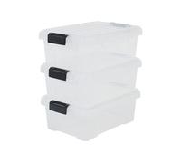 IRIS OHYAMA Lot de 3 boîtes de rangement avec fermeture clic - Power Box - SK-130 - Transparent - 12,5 L - 46 x 29,7 x 16 cm
