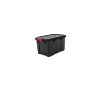 Iris Ohyama, Boîtes de rangement plastique avec couvercle et fermeture à Clips, 50L, Lot de 3, Empilables, Emboîtable, Sans BPA, Grenier, Cabanon, Garage, Garage, SK-450, Noir