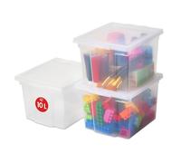Iris Ohyama, Lot de 3 boîtes de rangement, Boite de rangement, Boite plastique, , 10L, Avec couvercle, Empilable, Garage, Chambre,Salon - Useful Storage Box USB-S - Transparent