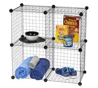 Iris Ohyama, Lot de 4 caisses métaliques, Robuste, Design, Solide, Chambre,Salon, Salle de jeu - Wire storage shelf WC-4 - Noir