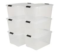 Iris Ohyama, Lot de 6 boîtes de rangement, 45L, Empilable,Chambre,Salon, Salon, Garage - Top Box TB-45 - Transparent