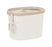 Iris ohyama bac a litiere avec pelle et entrée par le haut - 53 x 39 x 56,9 cm - beige et blanc