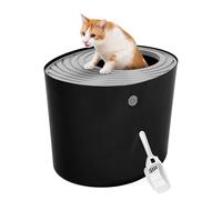 Iris Ohyama, Maison de Toilette pour Chat avec Pelle, Max. 7 kg, Noir, Ouverture en Haut, Bac a Litiere avec Couvercle, Amovible, pour Chaton, Grande Capacité, sans BPA, Nettoyage Facile, PUNT-530