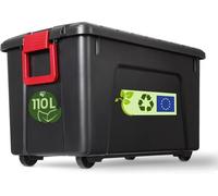 Iris Ohyama, Malle, Boîte de rangement plastique, avec Couvercle et Clips de fermeture, 110L, A l'unité, Empilable, Roues, Sans BPA, Grenier, Cabanon, Garage, SIA-110, Noir