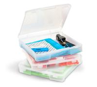 Iris Ohyama, Mallette de rangement portable plastique, Boite de bricolage, Lot de 3 range documents, SBC-350E, Transparent