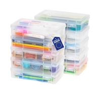 Iris Ohyama, Mallettes de Bureau en Plastique, 1,4 L, Lot de 10, Transparent, Empilable, Clip de fermeture, pour Papeterie, Documents, Stylos, Crayons, Petits Outils, sans BPA, Organisateur, MCC-220