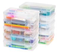 Iris Ohyama, Mallettes de Rangement Bureau plastique, 1.4 L, Lot de 10, Transparent, MCC-220