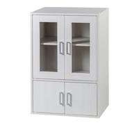 Iris Ohyama, Meuble, Bibliothèque de Rangement, Vaisselier, Buffet avec 4 étagères et 4 Portes/Design & Moderne, Solide, Multi-Usage, Bureau, Cuisine, Chambre, Salon - Cabinet GKN-9060 - Chêne Blanc