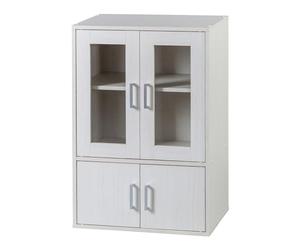 Iris Ohyama, Meuble, Bibliothèque de Rangement, Vaisselier, Buffet avec 4 étagères et 4 Portes/Design & Moderne, Solide, Multi-Usage, Bureau, Cuisine, Chambre, Salon - Cabinet GKN-9060 - Chêne Blanc