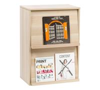 Iris Ohyama, Meuble, Bibliothèque, Étagère de Rangement, 2 Portes rabattables, Design, Solide, Moderne, Multi-Usage, Bureau, Chambre, Salon - Flap Rack CHR-2 - Marron Clair