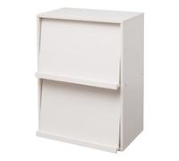 Iris Ohyama, Meuble, Bibliothèque, Étagère de rangement, 2 portes rabattables, Design, Solide, Moderne, Multi-usage, Bureau, Chambre, Salon - Flap Rack CHR-2 - Chêne Blanc