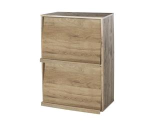 Iris Ohyama, Meuble, Bibliothèque, Étagère de Rangement, 2 Portes rabattables, Design, Solide, Moderne, Multi-Usage, Bureau, Chambre, Salon - Flap Rack CHR-2 - Marron Cendré