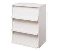 Iris Ohyama, Meuble, Bibliothèque, Étagère de Rangement, 3 Portes rabattables, Design, Solide, Moderne, Multi-Usage, Bureau, Chambre, Salon - Flap Rack CHR-3 - Chêne Blanc
