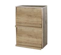 Iris Ohyama, Meuble, Bibliothèque, Étagère de Rangement, 2 Portes rabattables, Design, Solide, Moderne, Multi-Usage, Bureau, Chambre, Salon - Flap Rack CHR-2 - Marron Cendré
