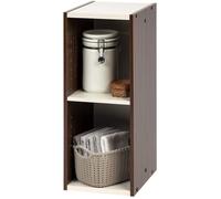 Iris Ohyama, Bibliotheque Gain de Place, 2 Etageres, Marron, Réglable, Modulable, pour Salon, Bureau, Chambre, Livres, CD, Petit Meuble de Rangement, Montage Facile, UB-6025