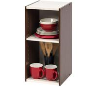Iris Ohyama, Bibliotheque Gain de Place, Large 2 Etageres, Marron, Réglable, Modulable, pour Salon, Bureau, Chambre, Livres, CD, Petit Meuble de Rangement, Montage Facile, UB-6030