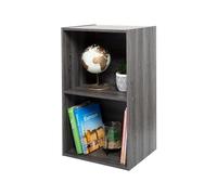Iris Ohyama, Meuble de Rangement, Bibliothèque, Meuble avec 2 étagères, Grande capacité, Multifonctionnel,Solide Bureau, Chambre, Salon - Office Basic Rack CX-2FN -Chêne Gris