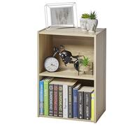 Iris Ohyama, Meuble de Rangement en Bois, bibliothèque 40cm de largeur, table de chevet,2 Niveaux Étagère, Modulaire, Marron Clair, Solide, pour Salon, Bureau, Chambre, Livres, Assemblage Facile, CX-2