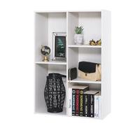Iris Ohyama, Meuble de Rangement en Bois, bibliothèque 60 cm de largeur, à Cube, Étagère 5 Compartiments, Modulaire, Polyvalent, Blanc, Ouvert, Salon, Bureau, Chambre, Livre, Assemblage Facile, CX-23C