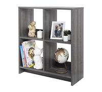 Iris Ohyama, Meuble de Rangement Ouvert, Bibliothèque, Étagère de 4 casiers, Grande capacité, Horizontale & Verticale, Bureau, Chambre, Salon - Wood Open Shelf WOS-4 -Chêne Gris