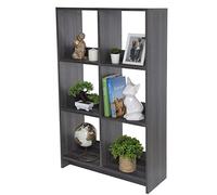 Iris Ohyama, Meuble de Rangement Ouvert, Bibliothèque, Étagère de 6 casiers, Grande capacité, Horizontale & Verticale, Bureau, Chambre, Salon - Wood Open Shelf WOS-6 -Chêne Gris