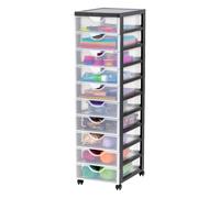 Iris Ohyama, Meuble de rangement, Tour de rangement plastique, Noir, 10 Tiroirs, A4, 4 Roulettes, hauteur 100.5 cm, Papeterie, Chambre, Salle de Bain, Bureau, École, Sans BPA, DDDC-010