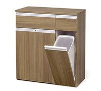 Iris Ohyama - Meuble de Tri Sélectif 3 Compartiments, 45 L, Design Moderne en Bois avec Tiroirs, Rangement pour Déchet Recyclable, Poubelle pour Cuisine, Bureau, Salle de bain, Marron Cendré, PKT-8670