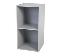 Iris Ohyama, Meuble Enfant, Bibliothèque à Livres, Organiseur de Jouets, 2 étagères Fixes, Multifonctionnelle, Design, Crèche, Chambre, Ecole - Kids Cube Shelf KCX-2 - Gris