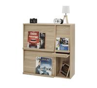 Iris Ohyama, Meuble, Étagère, Bibliothèque de Rangement, avec 4 Portes rabattables, Design, Polyvalent, Bureau, Chambre, Salon, Salle à Manger - Flap Rack FR-F4 -Marron Clair