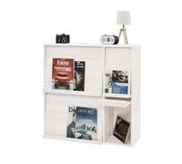 Iris Ohyama, Meuble, Étagère, Bibliothèque de Rangement, avec 4 Portes rabattables, Design, Polyvalent, Bureau, Chambre, Salon, Salle à Manger - Flap Rack FR-F4 - Chêne Blanc