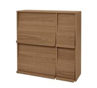 Iris Ohyama, Meuble, Étagère, Bibliothèque de Rangement, avec 4 Portes rabattables, Design, Polyvalent, Bureau, Chambre, Salon, Salle à Manger - Flap Rack FR-F4 -Marron Cendré