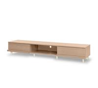 Iris Ohyama, Meuble TV, Support télévision pour ecran jusqu'à 65 pouces, 3 Etagères, Sortie-câbles, Pieds ajustables, Moderne, Chambre, Salon -TV Cabinet BAB-180A- Marron Clair