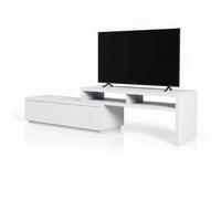 Iris Ohyama, Meuble TV, Meuble tele, Banc TV, Support télévision pour ecran jusqu'à 43 pouces, 4 Etagères, Extensible, Contemporain, Chambre, Salon - TV Cabinet - SAB-100 - Chêne Blanc