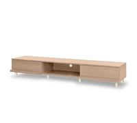 Iris Ohyama, Meuble TV, Support télévision pour ecran jusqu'à 65 pouces, 3 Etagères, Sortie-câbles, Pieds ajustables, Moderne, Chambre, Salon -TV Cabinet BAB-180A- Marron Clair