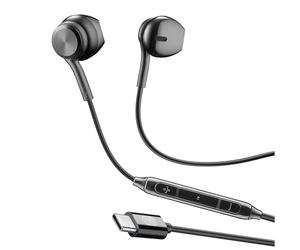 Iris Ohyama Music Sound - Écouteurs Capsule - Écouteurs avec Fil et Microphone - Compatibilité USB-C - Détails métalliques - Couleur Noir