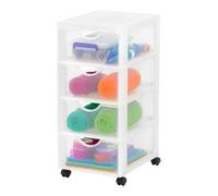 IRIS OHYAMA Ohyama, Tour de rangement, rangement Multifonction, plastique, avec roues & tiroirs,4 L, ouverture ergonomique, Maison, Bureau - DDDC-04 Naturel 104777, Blanc, 4L