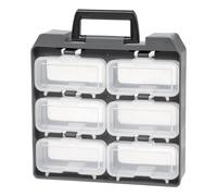 Iris Ohyama, Organiseur, Caisse, Coffre, Bac, Boite A outils, Bricolage, Casier A vis,UC-6W, Noir, Empilable, Clips de fermeture- L7.3 x P27.8 x H28.5 cm