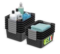 Iris Ohyama, Paniers d'étagère en Plastique Polyvalent, Ouvert, Noir, 5L, Lot de 12, Empilable, Ventilation, Contenu Visible, pour Salle de bain, Jouet, Bureau, Armoire, Organisateur, sans BPA, OSB-S