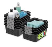 Iris Ohyama, Paniers d'étagère en Plastique Polyvalent, Ouvert, Noir, 5L, Lot de 12, Empilable, Ventilation, Contenu Visible, pour Salle de bain, Jouet, Bureau, Armoire, Organisateur, sans BPA, OSB-S